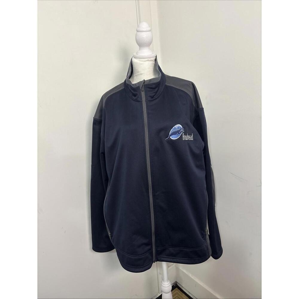 Port Authority Men’s Full Zip Jacket Bowhead Logo Blue Gray Size XL New NWOT